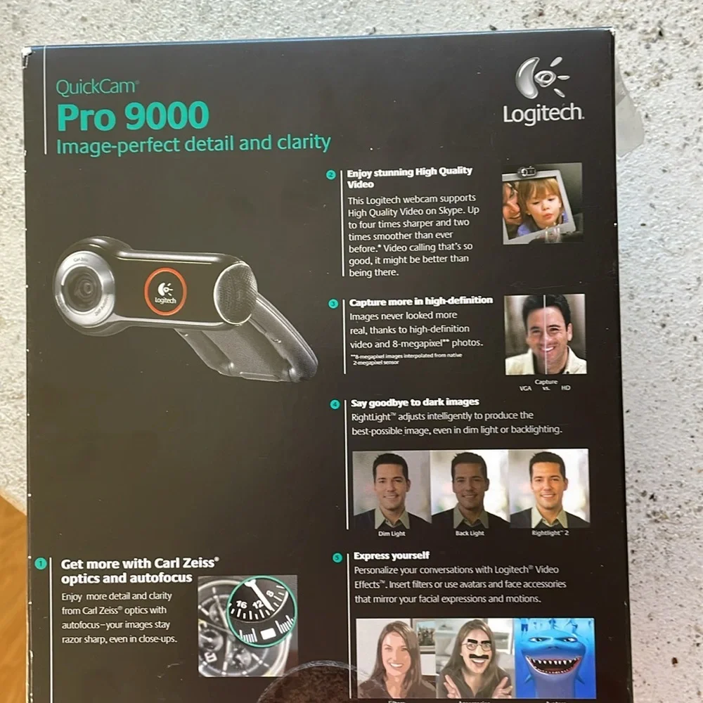 Logitech Pro 9000 HD Web Cam QuickCam 2-megapixel webcam Autofocus. NIB